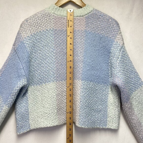 Jessica Simpson Knit Pastel Color-block Oversized Cropped Sweater Women XS Blue - Picture 8 of 16